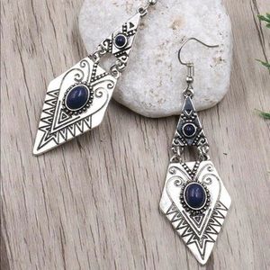 Native American Navajo Aztec Style Silver dangly Southwestern earrings bohemian